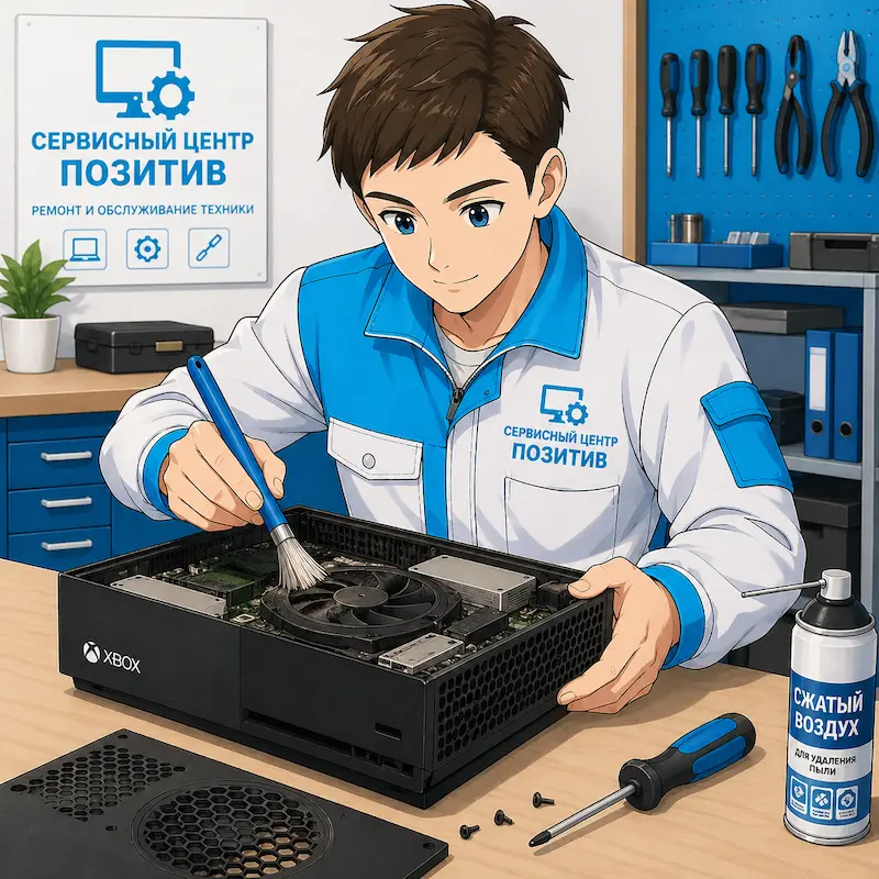 Чистка игровой приставки от пыли и замена термопасты в Симферополе