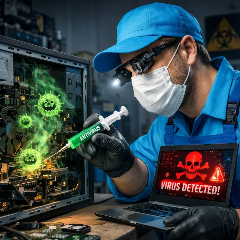 Лечение компьютера от вирусов в Симферополе на дому